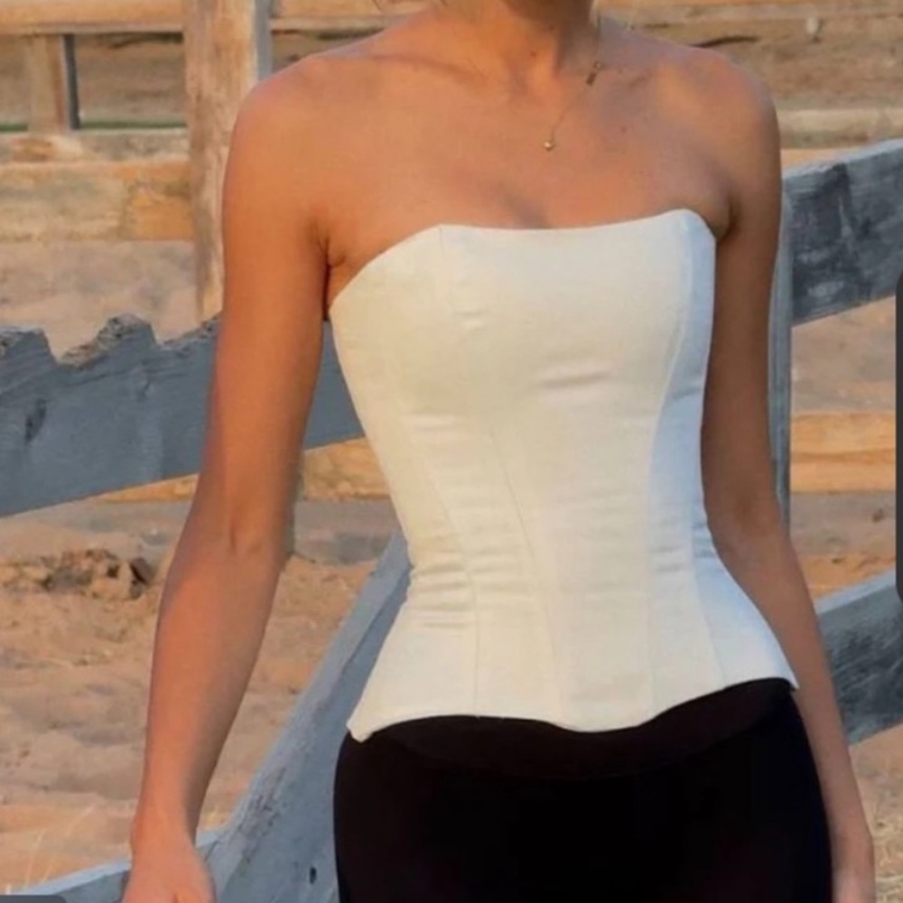White satin corset top